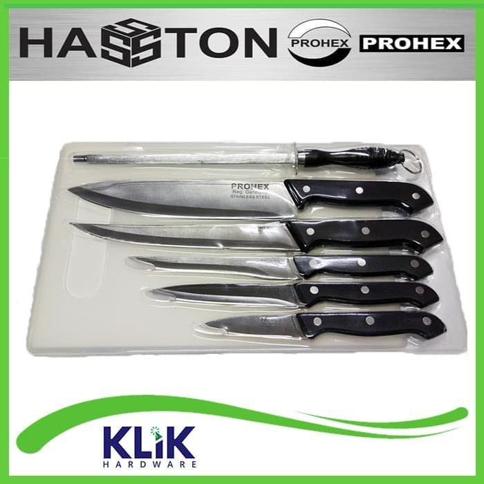 Hasston Prohex Pisau Dapur Set 7 Pcs + Asahan Talenan