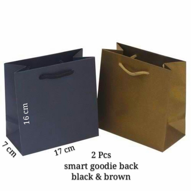 

Smart GOODIEBAG PAPERBAG. BLACK & BROWN ( 2 PCS ) 17 X 7 X 16 cm