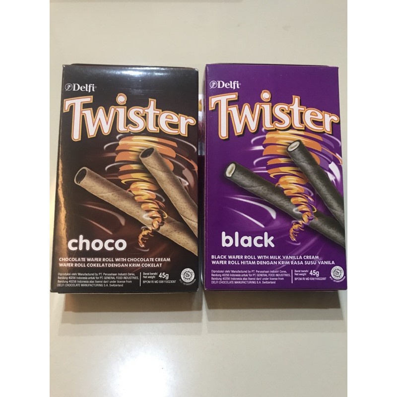 DELFI TWISTER minis Black Vanilla 80 gram / DELFI twister wafer Roll Black Vanilla / Choco chocolate 45 gram