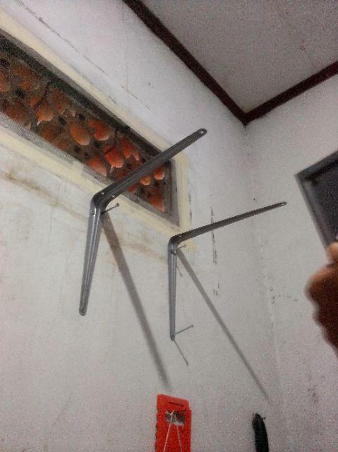 Siku Rak / Siku Dinding / Bracket Ukuran 10 × 12. Sepasang & Free 6 Pcs Sekrup Kayu.