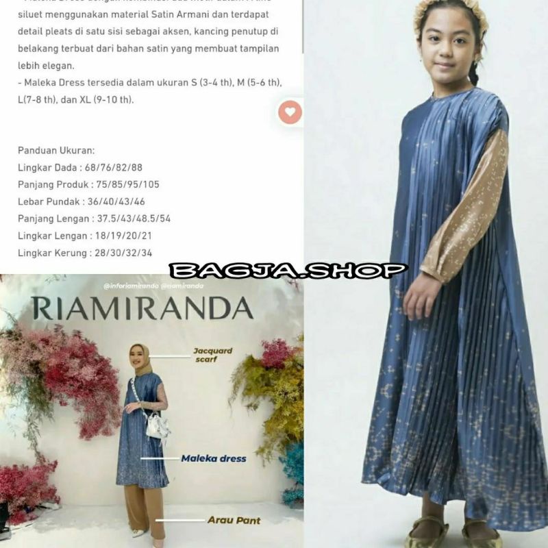READY New Maleka Dress Rm Kids Ria Miranda Anak Mantari Dress Ria Miranda Raya 2022