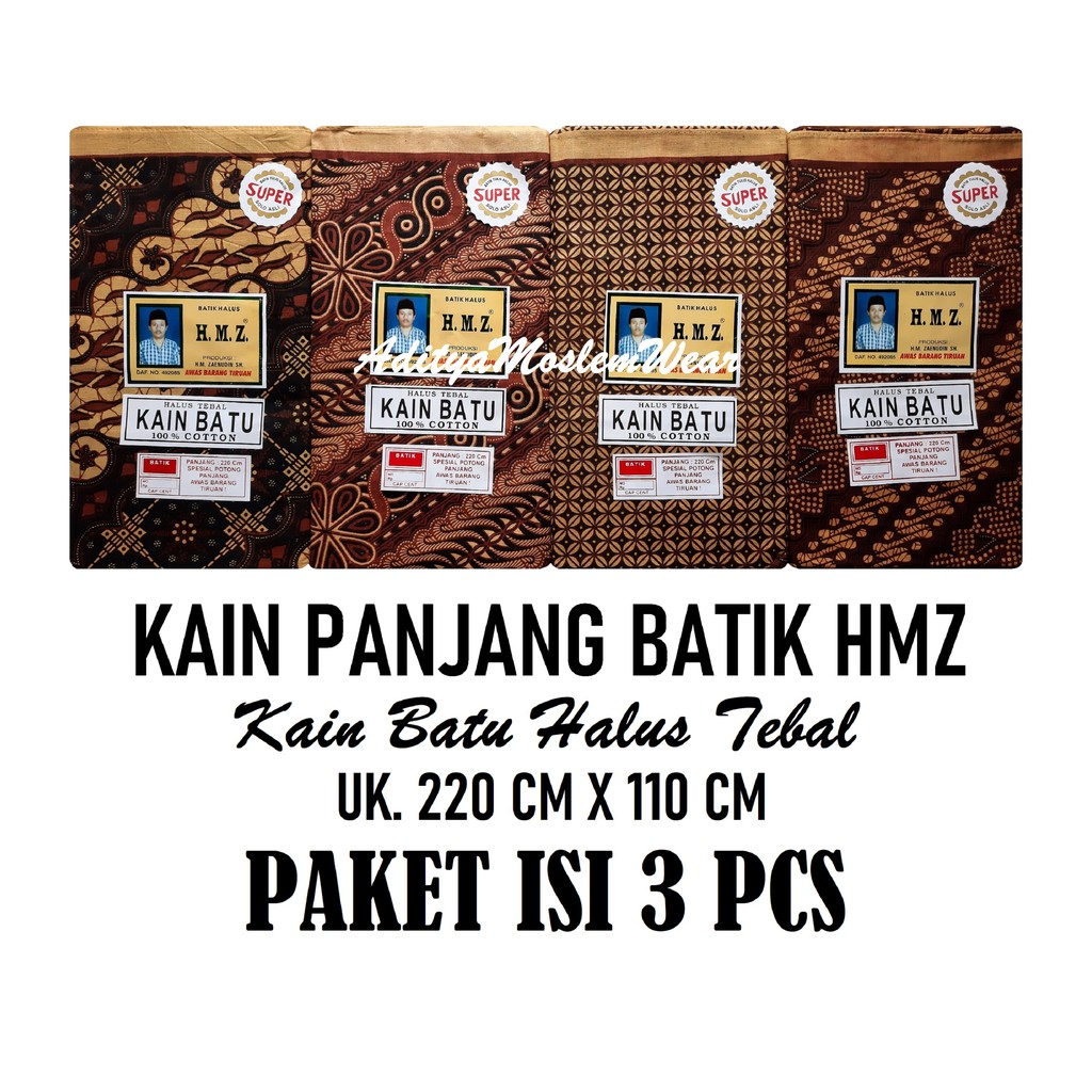 PAKET HEMAT 3 PCS KAIN SAMPING KEBAT PANJANG / KAIN JARIK BATIK HMZ SOLO / KAIN BATU HALUS