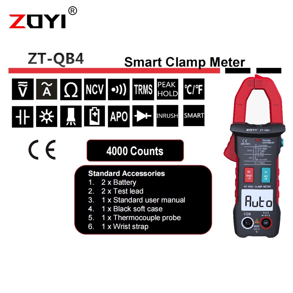 ZOYI ZT-QB4 Smart Clamp Meter With Capacitance Temparature Suhu AC Original