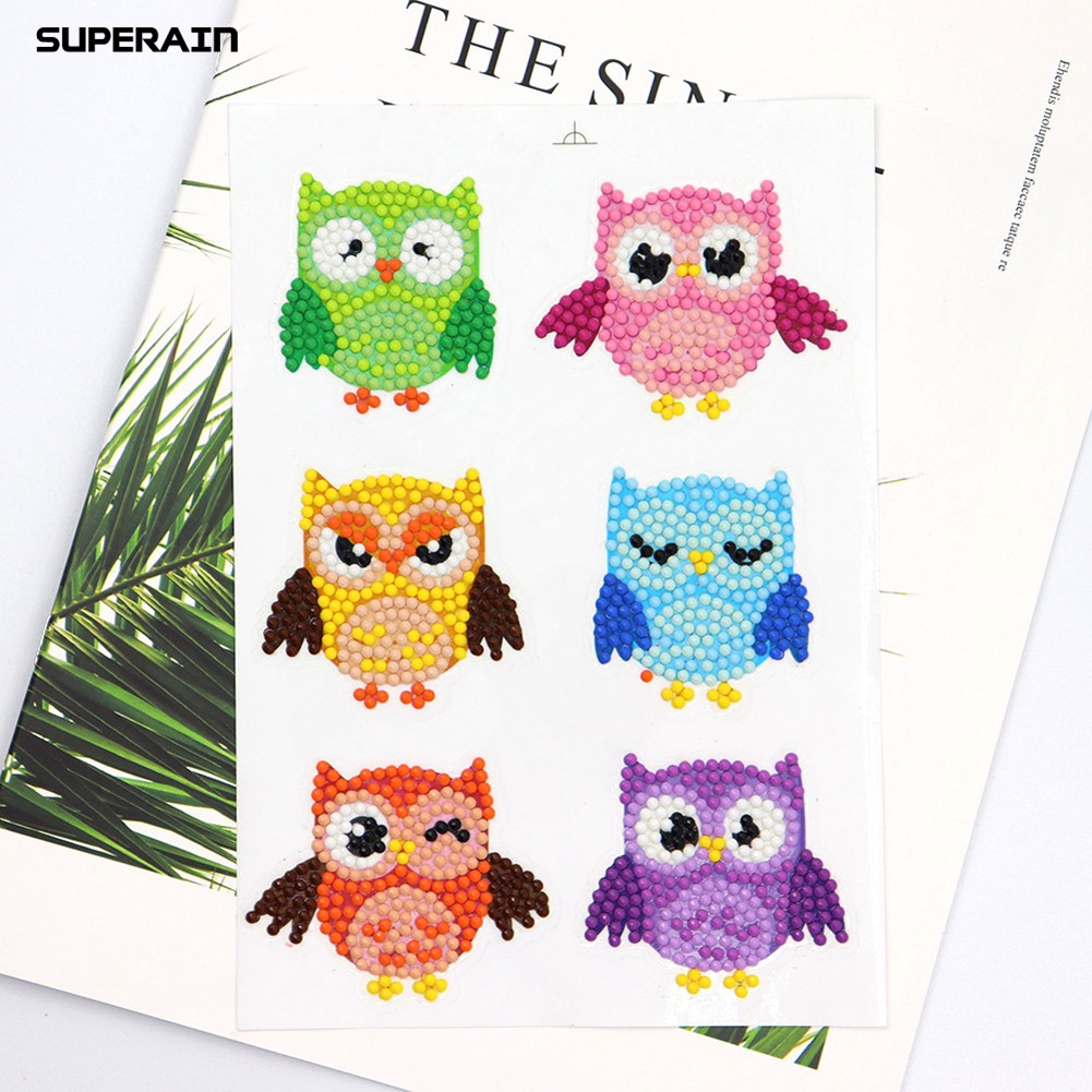 6pcs Diy Lukisan Diamond 5d Dengan Gambar Burung Hantu Untuk