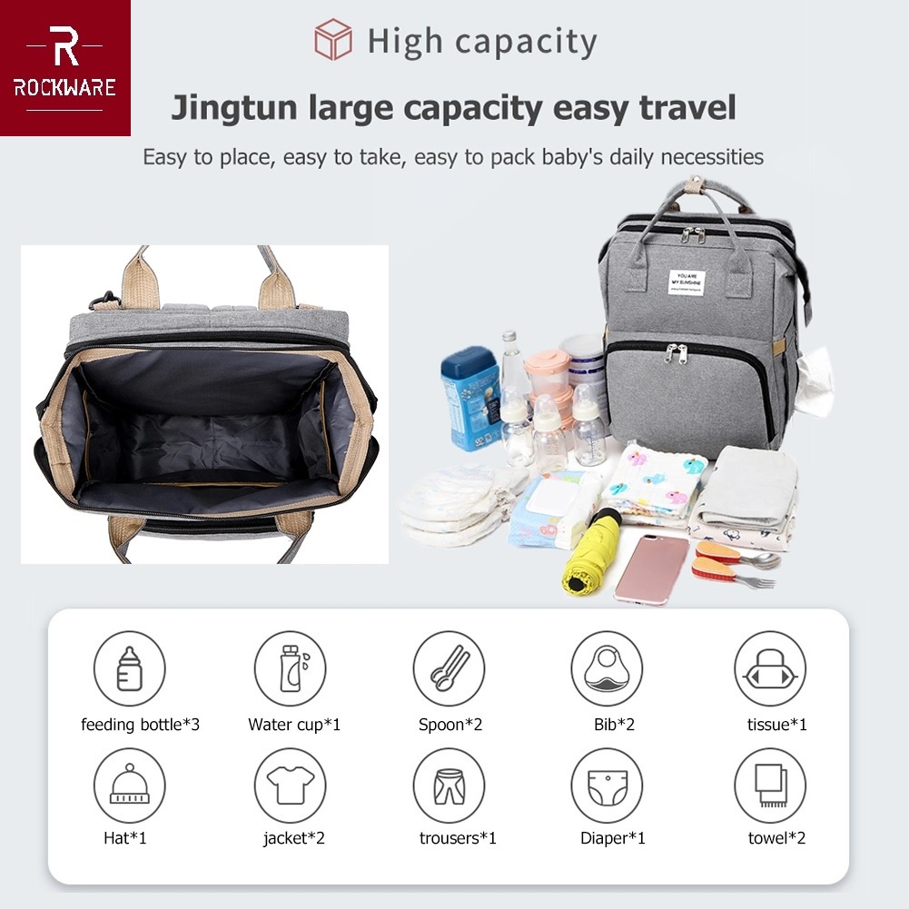 ROCKWARE RW-MBB01 - Folding Multifunction Mom Baby Diaper Mattress Bag