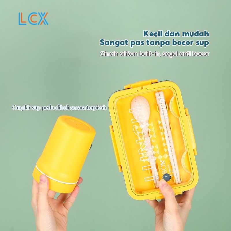 LCX Lunch Box Set Kotak Makan Jerami Gandum 1500 ml Lunch Box With Free Sendok BPA Free VS-95