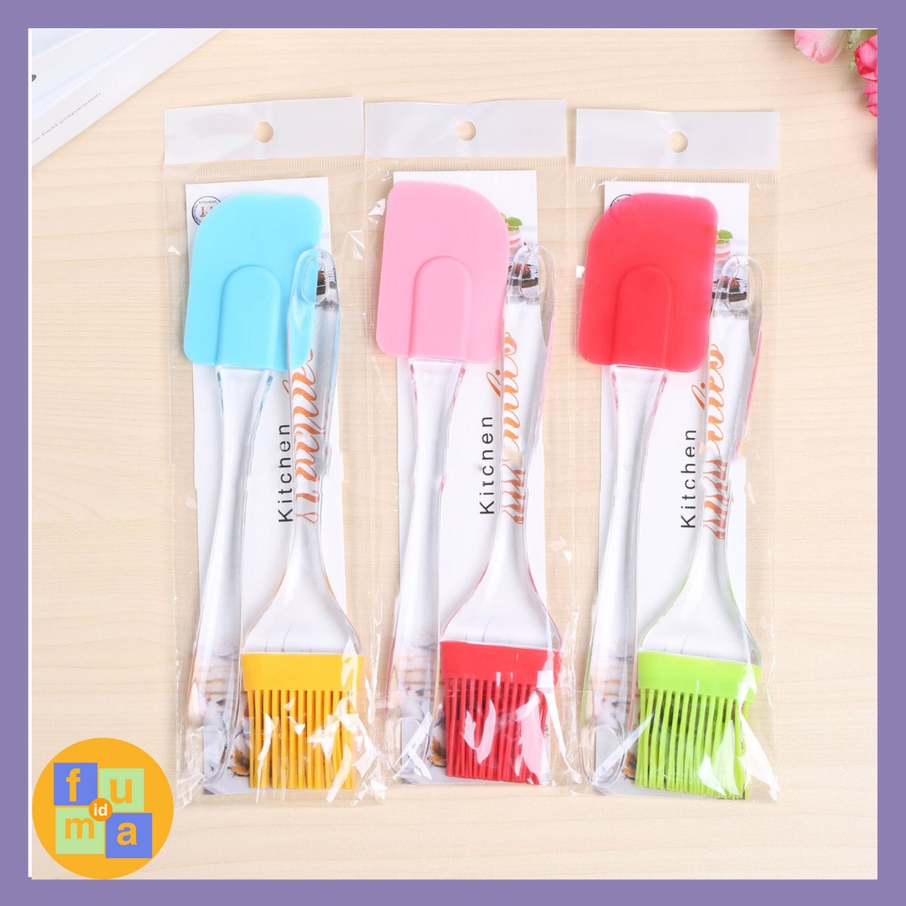 Spatula &amp; Kuas Silicone satu set / Kuas Kue Silicone &amp; Spatula Silicone / Set Kuas dan Spatula