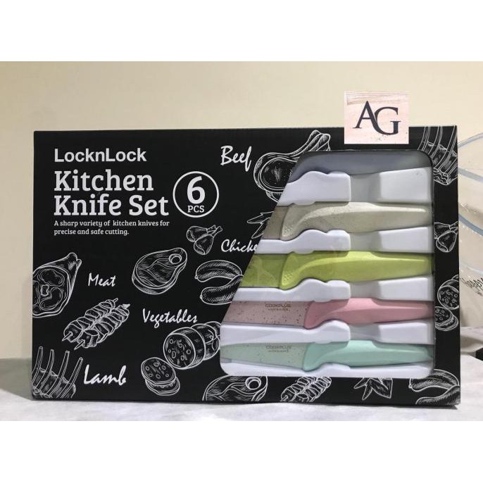 PISAU DAPUR SET LOCK N LOCK WARNA PASTEL ISI 6
