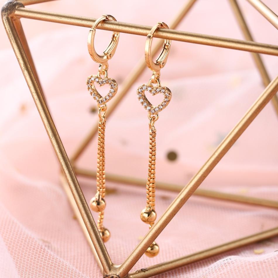 PBR.11Au22ᶜ |  Anting Titanium Panjang Anti Karat Lapis Emas Pesta Anting Wanita Dewasa Korea Murah 