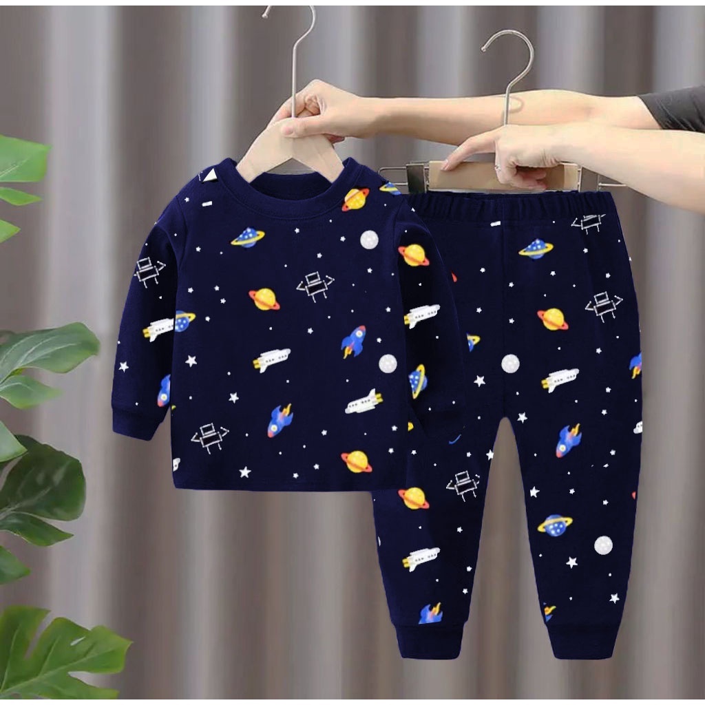 PIYAMA ANAK PIYAMA  KAOS / BAJU TIDUR ANAK LAKI LAKI BAJU TIDUR ANAK PEREMPUAN MOTIF ASTRONOT TERLARIS 1-5THN HARGA GROSIR