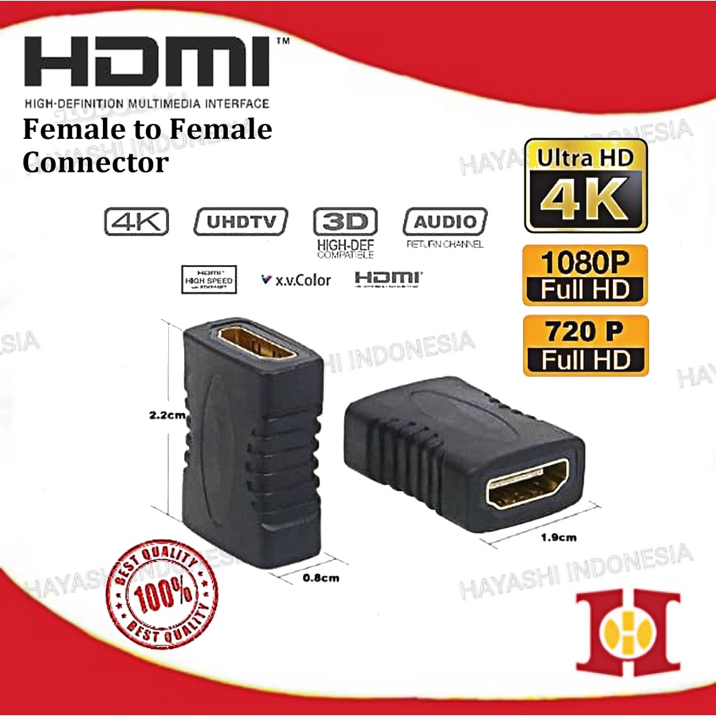 HDMI Connector Konektor Sambungan Extender Kabel Barel Female Female