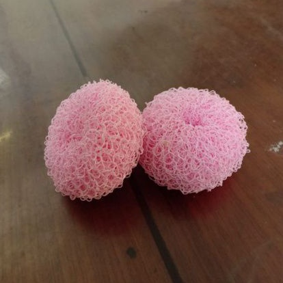 Sabut cuci piring wajan steincookware benang medan rambut jaring sponge cleaning brush blue yellow