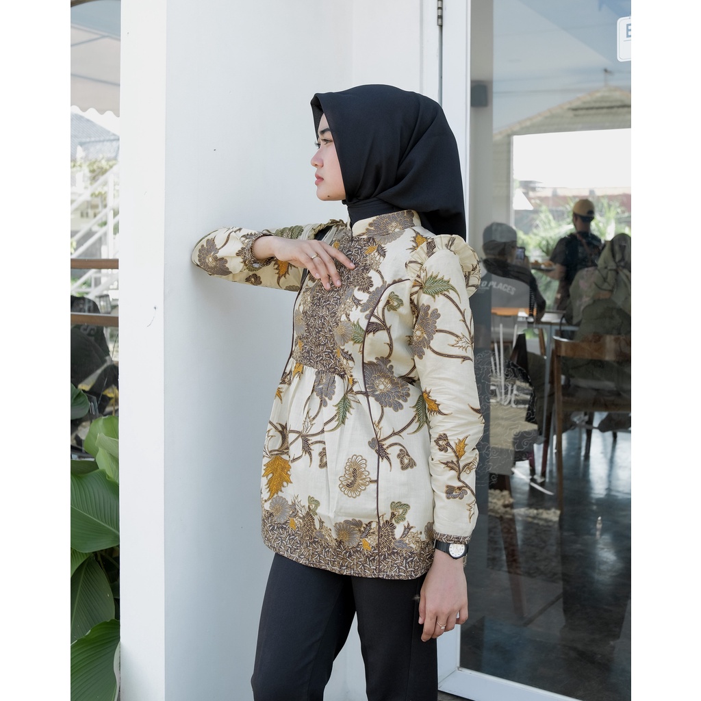Batik Alina Intana Blouse Baju Batik Wanita Modern S M L XL XXL Atasan Batik Modern Batik Kerja