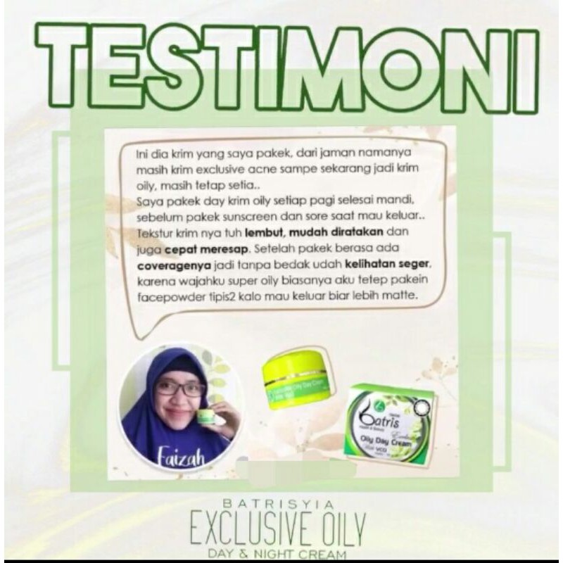 Cream Pemutih wajah jerawat berminyak BPOM Exclusive Oily batrisyia hebal