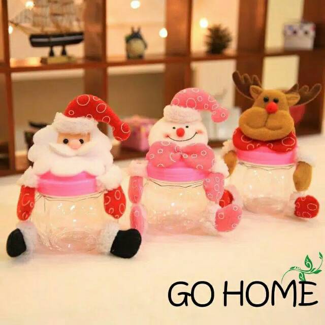 Chirstmas Clear Plastic Santa Cookie Candy Storage Bottle Bags Cute