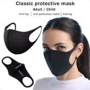 Masker scuba hitam polos | Masker earlopp bahan scuba | Masker dewasa scuba |Masker kain scuba hitam
