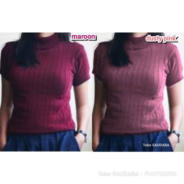 turtelneck Sweater short (rajut lengan pendek wanita)