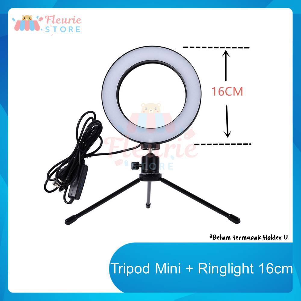 Ringlight LED 16cm + Tripod Mini - Lampu Selfie Vlogger