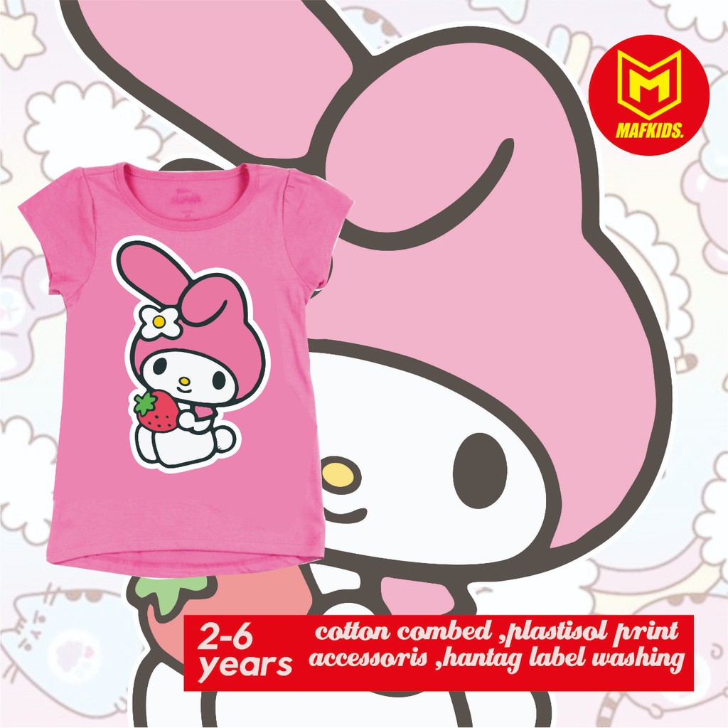 KAOS ANAK PEREMPUAN 1-6 TAHUN MOTIF MY MELODY