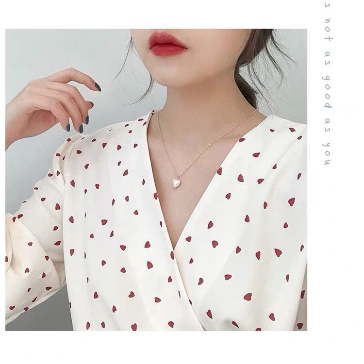 COD✨ Kalung Mutiara Cinta Manis Wanita Korea Anti Karat Dan Luntur Mewah Rantai Retro Fashion Murah Import Ready Stock