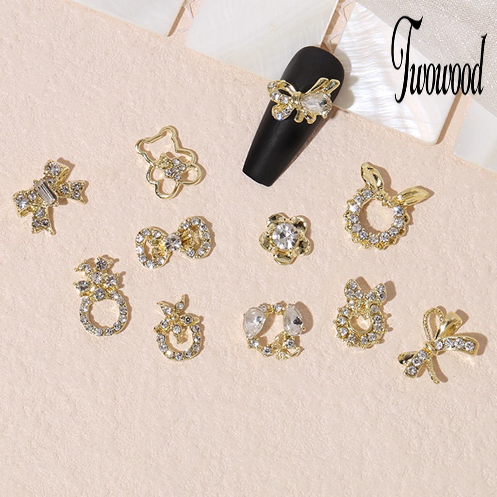 20pcs Ornamen Kuku Bentuk Pita Bahan Alloy Tahan Karat Untuk Dekorasi Manicure