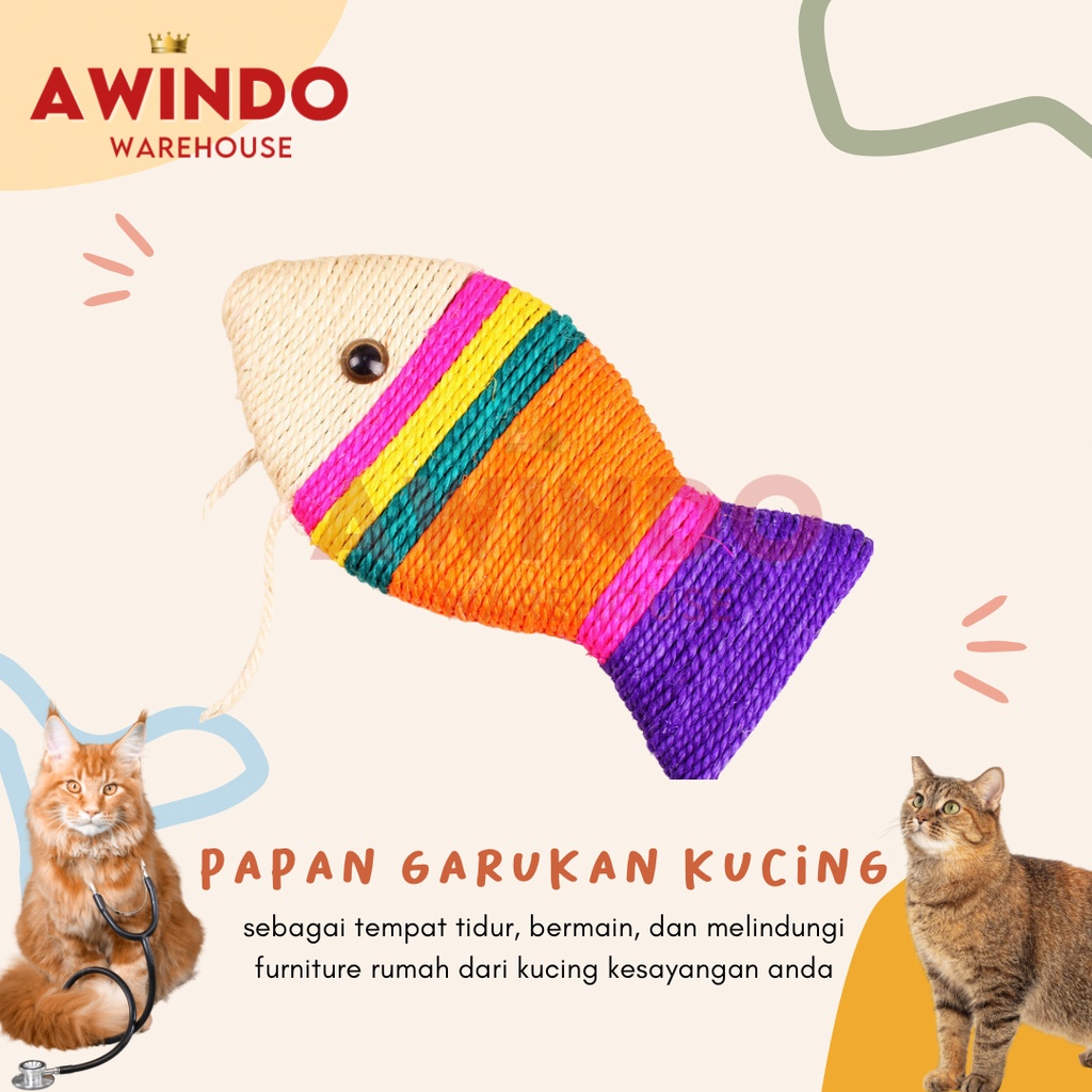 PAPAN GARUKAN KUCING 02 - Mainan Papan Garuk Cakar Kucing Kitten Scratch Cat Bentuk Ikan