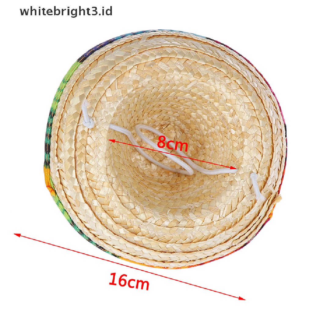 (whitebright3.id) Topi Sombrero Mini Bahan Jerami Untuk Anjing / Kucing