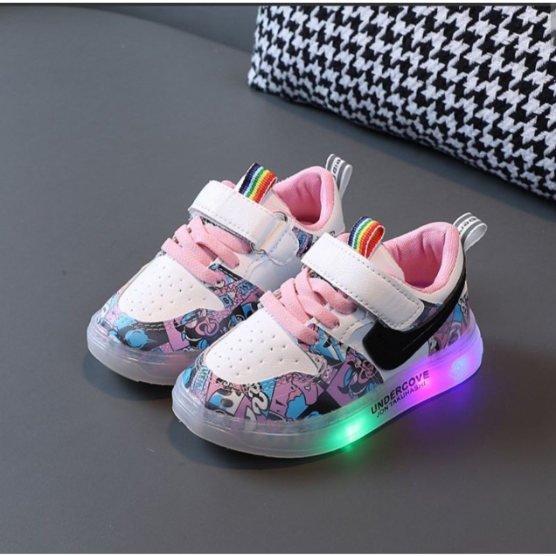 (COD)Neyla_Felicia Sepatu Anak UNCRO LED import/Sepatu Anak laki-laki &amp; perempuan/sepatu Casual/Sepatu santai usia 1-5 th