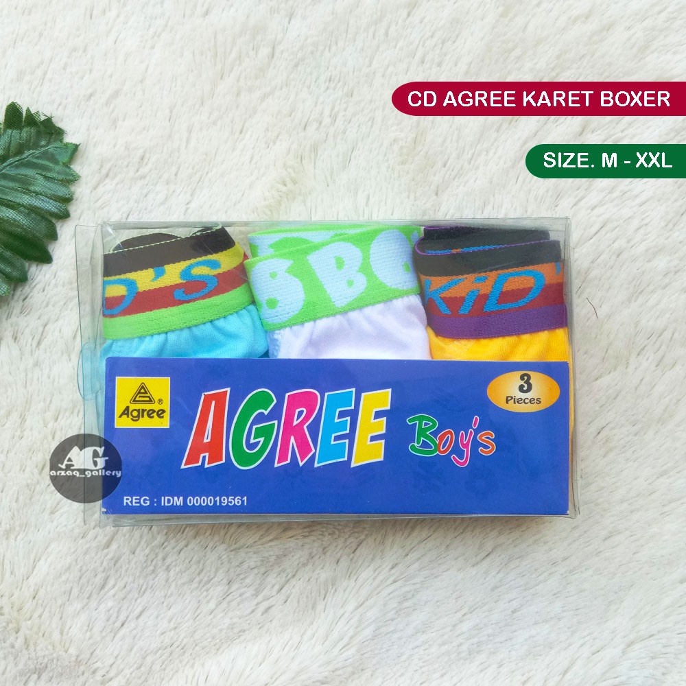 [ isi 3 pcs ] Cd agree AG 200 Mika karet BOXER | CD anak anak pakaian dalam anak