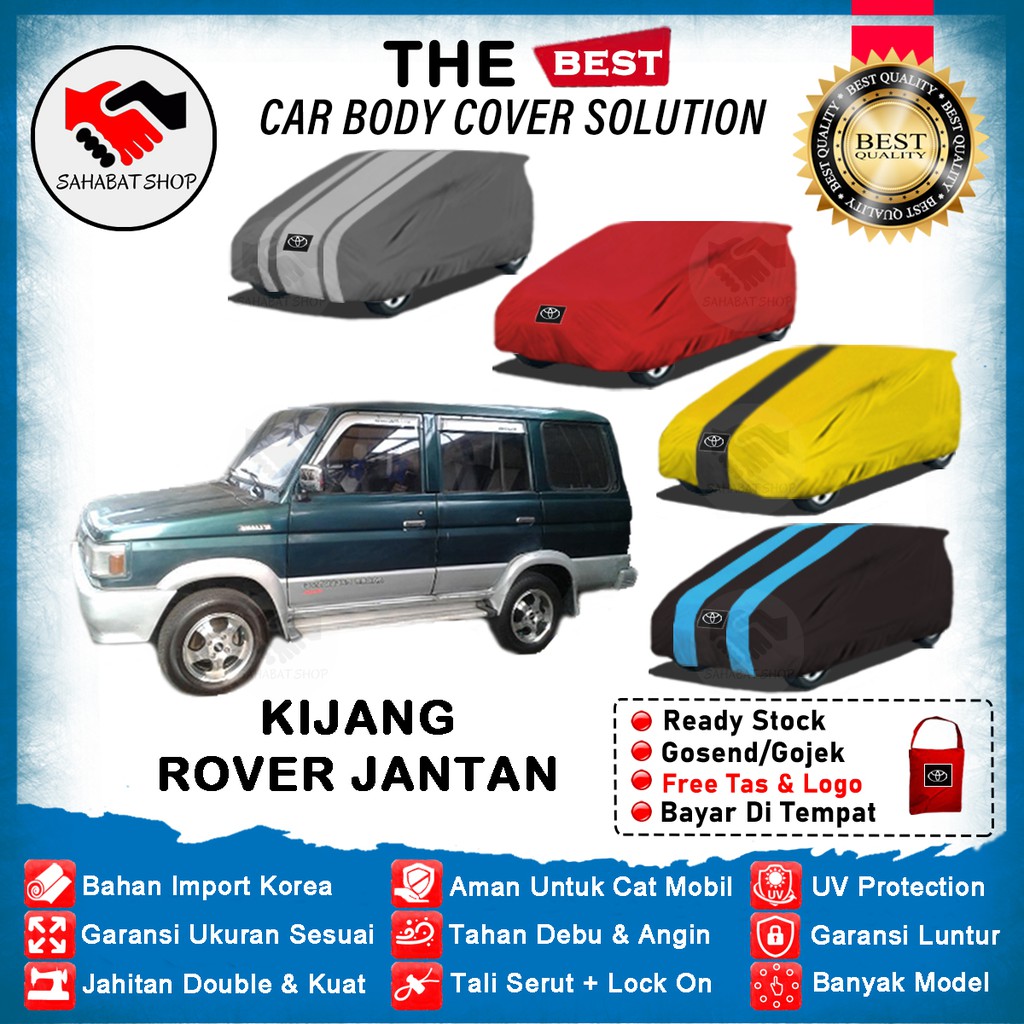 Sahabat Body Cover Mobil Kijang Rover / Penutup Sarung Mobil Kijang Rover Jantan Outdoor 1988 1989 1990 1991 1992 1993 1994 1995 1996 / Selimut Tutup Mantel Kelambu Terpal Kerodong Kerudung Jas Mantol Bungkus Toyota Kijang Anti Air Waterproof  Model Biru