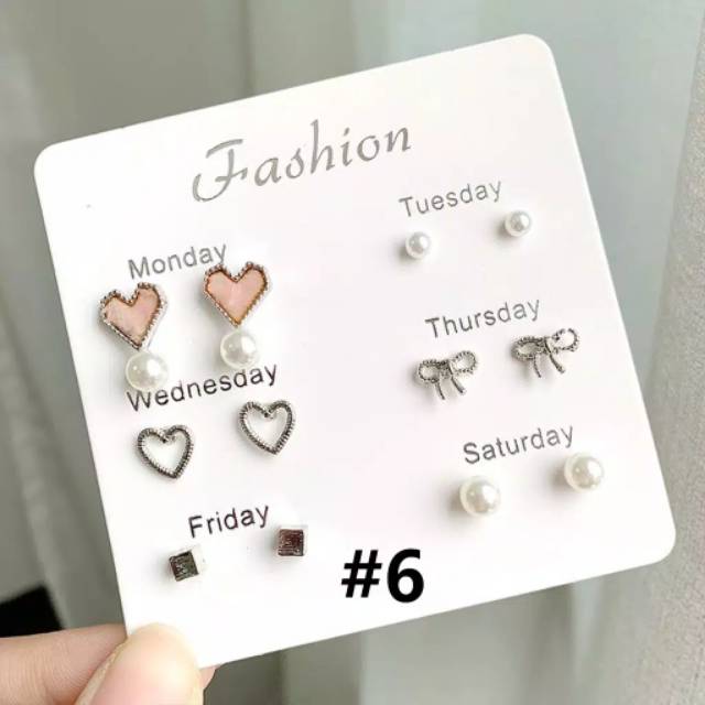 A-07 1 set 6pcs Anting Wanita / Aksesoris Anting Wanita Korea-1