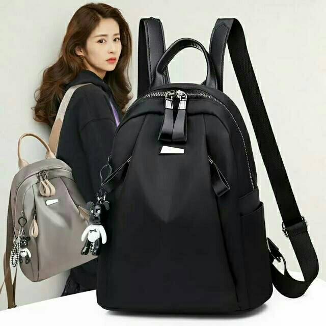 COD√ 【MJP】Tas Wanita Ransel Backpack Stylish LIKETHIS Fashion Nylon Micro Gratis Gantungan Boneka