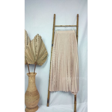 ROK PLISKET PANJANG MOMLOE PAYUNG PREMIUM CREAM
