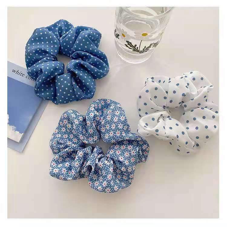 Ikat Rambut Korea  Scrunchie Blue Sky Ikat Rambut Cepol Kunciran