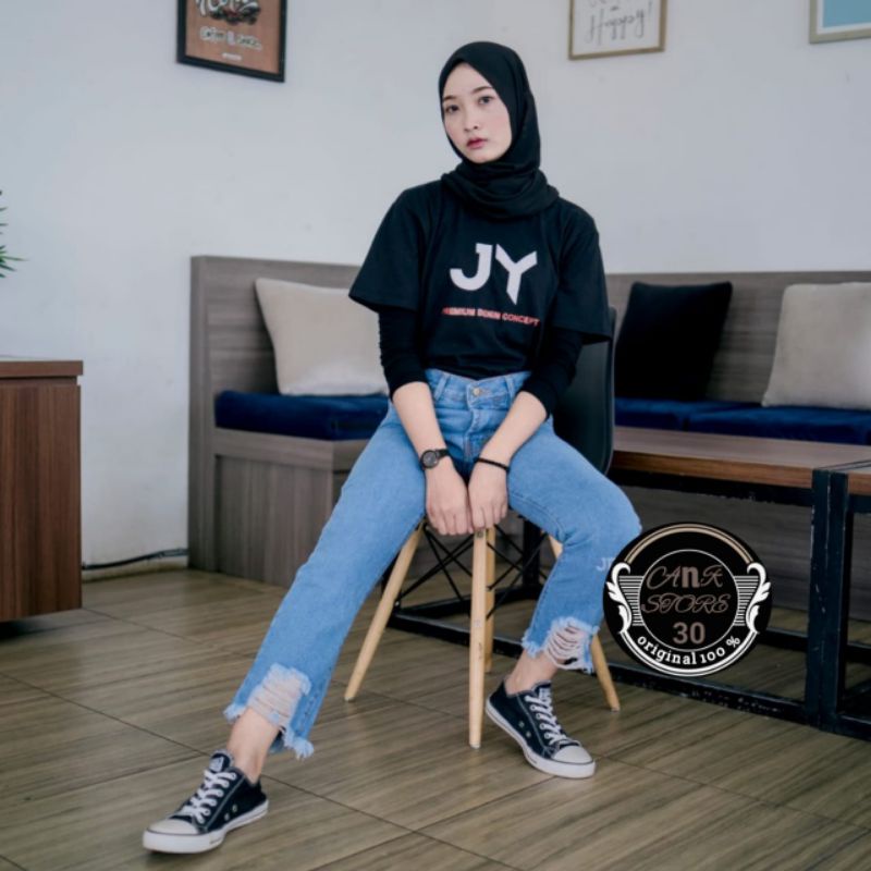 celana panjang jeans //celana jeans wanita//Celana jeans boyfrend sobek //celana jeans trend