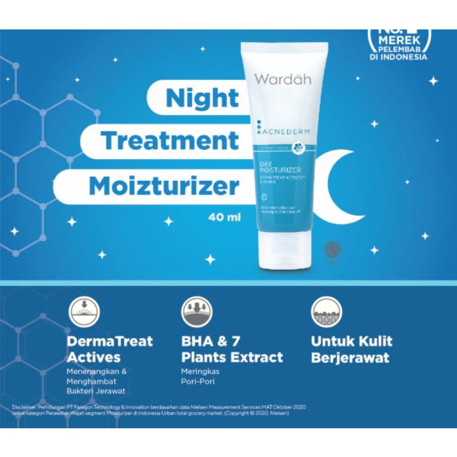 ☘️Yuri Kosmetik☘️ Wardah Acnederm Night Treatment Moisturizer