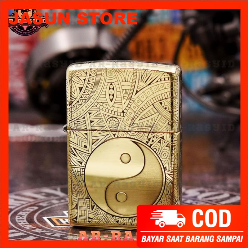 BISA COD! Korek Api Minyak Zippo Motif Yin Yang 204B