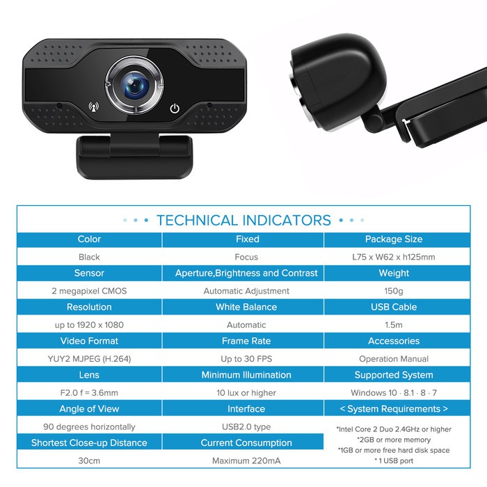 V8 Full Hd Webcam 1080P With Microphone Web cam FULL HD 1080 P