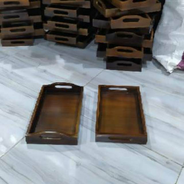 Baki Kayu / Nampan Kayu / Tray Kayu warna WALNUT 28 x 18 cm