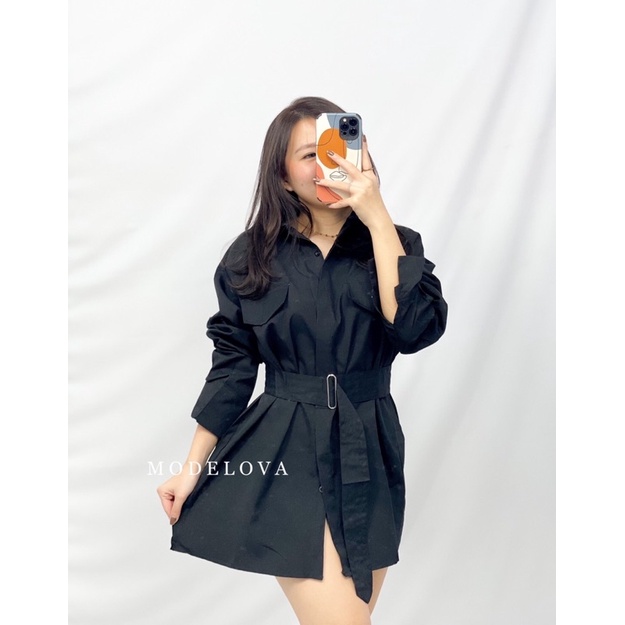 MDLV 34400 MONROE MIDI COAT KEMEJA OVERALL BLAZER WANITA KEMEJA PREMIUM DRESS KEMEJA FASHION IMPORT