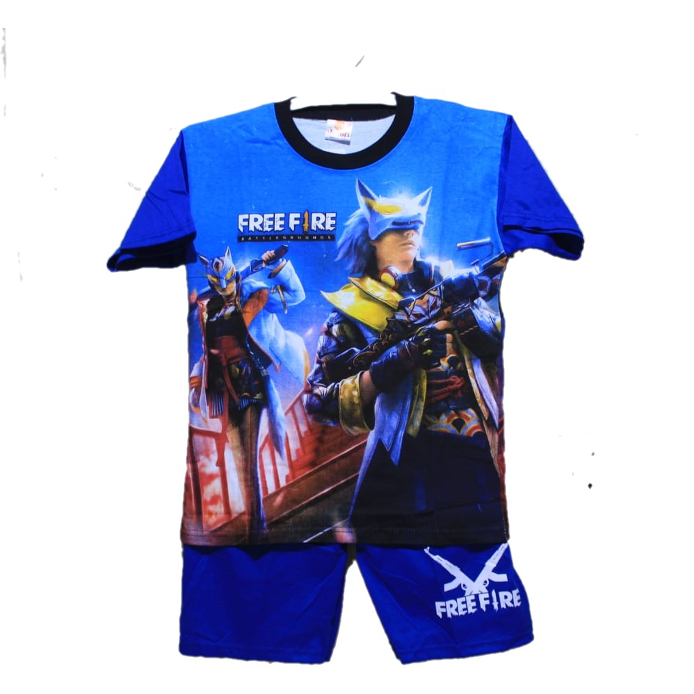 setelan baju kaos free fire size 4-7 thn