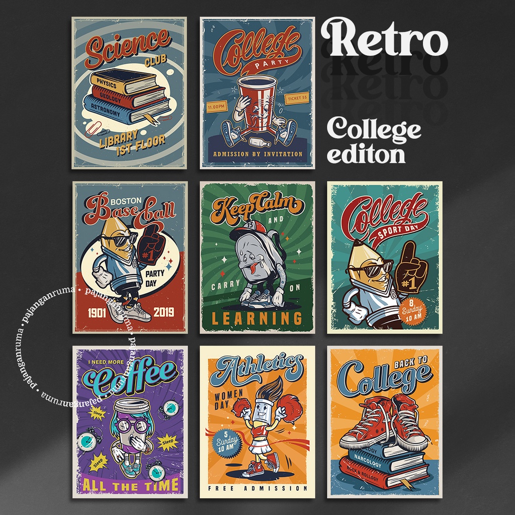 Pajangan Rumah Hiasan Dinding Retro College Dekorasi Kamar Wall Decor Rumah Vintage Aesthetic