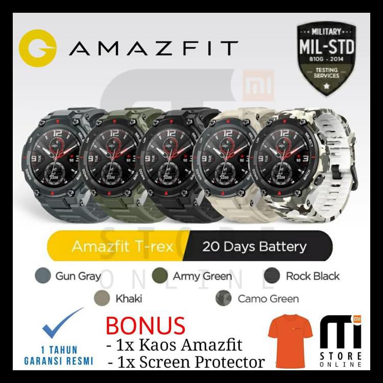 Amazfit T-Rex Smartwatch Gps Military Std Smart Watch Xiaomi T Rex - Hitam Kode 616