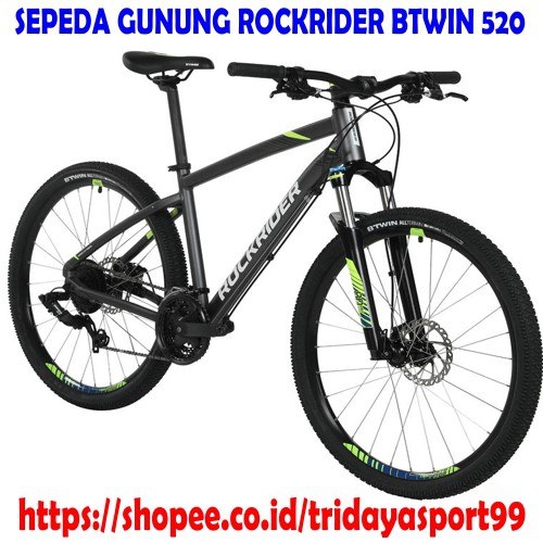 SEPEDA MTB ROCKRIDER BTWIN 520 SEPEDA GUNUNG MTB GREY LIME
