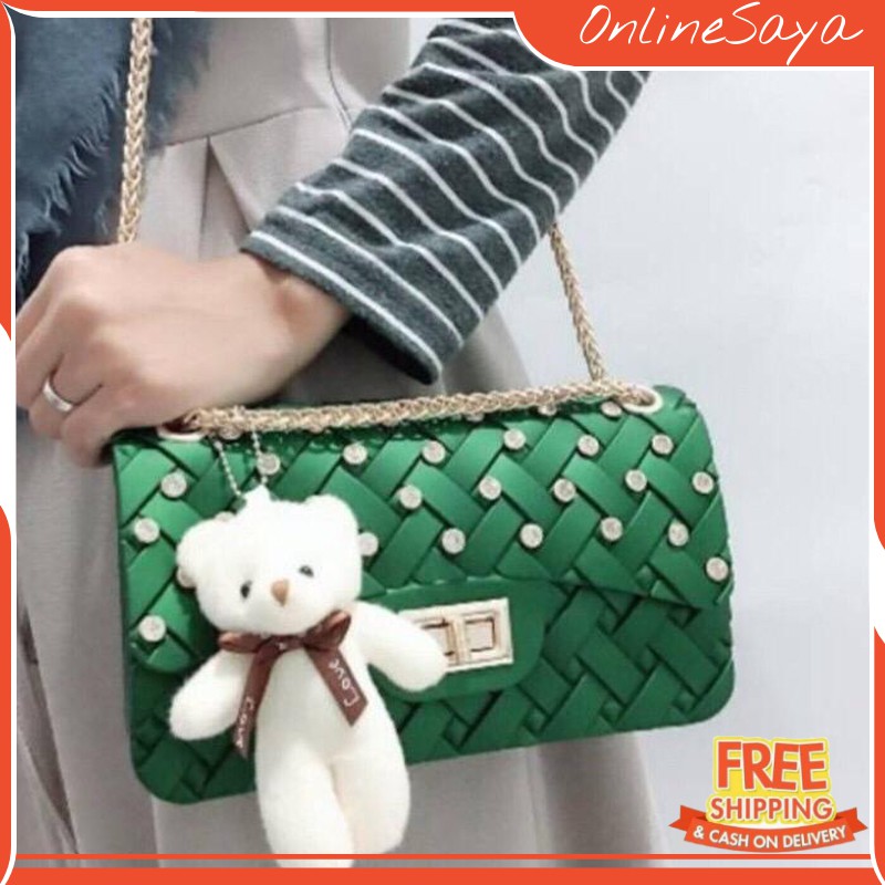 TW 192 Tas Pesta Wanita Jelly Anyaman 001-6A Diamond Tas Import Korean 22cm OS