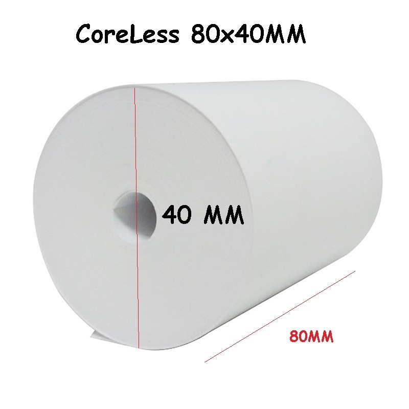 

Kertas Thermal 80 x 40 coreless 8MM POS Printer kasir bluetooth