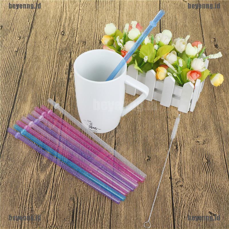 Bey 25pcs Sedotan Plastik Keras Motif Garis Warnawarni Reusable Untuk Pesta Pernikahan