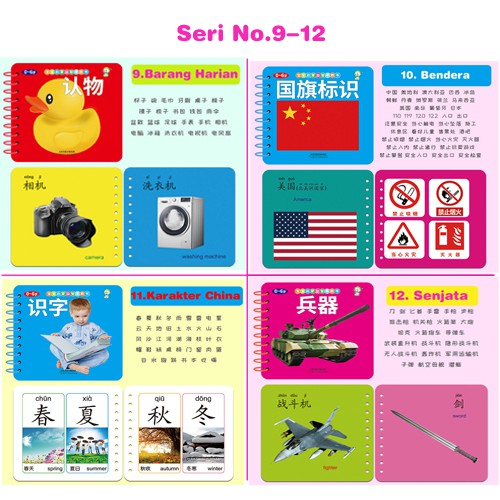 FC-101 Flashcard Belajar Anak Inggris Mandarin Pinyin/Buku Baca Bahasa Asing