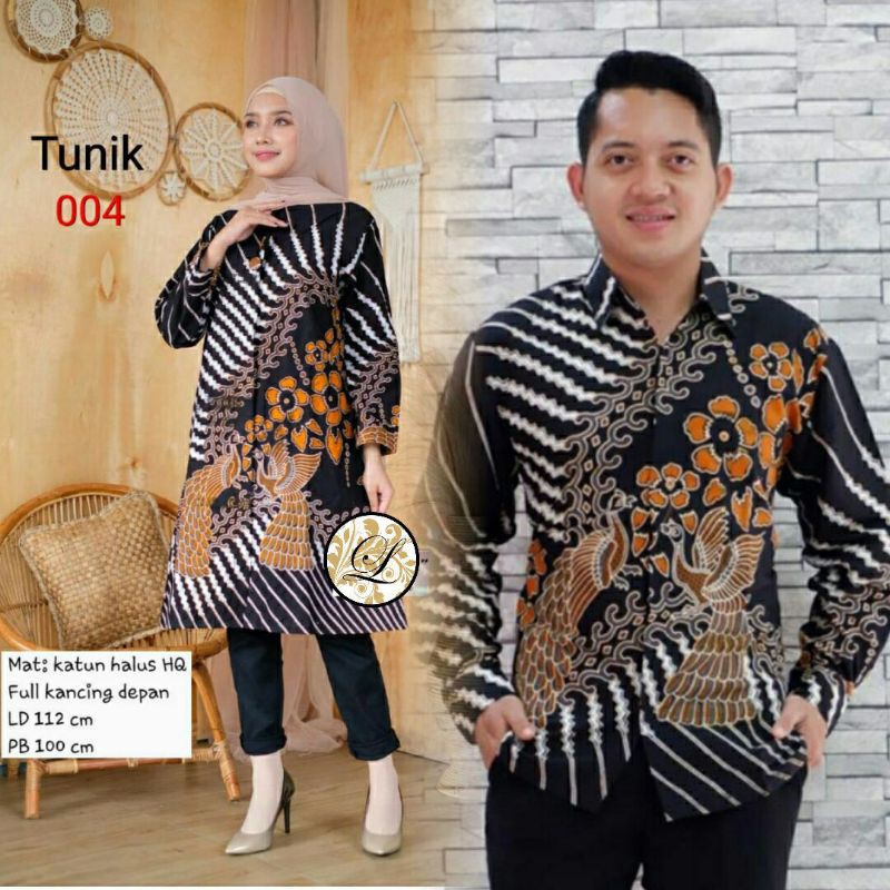 Couple Batik Annabel Penguin Tile Bordir Mutiara