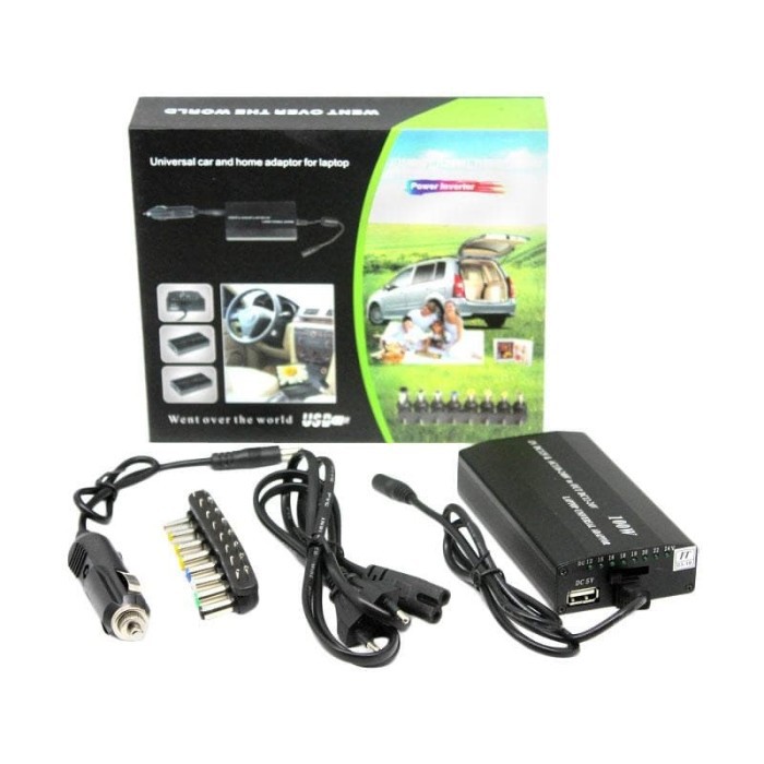 Adaptor laptop 100 watt 12v-24v 9in1 Usb ac dc for car home - charger adapter notebook 100w universal